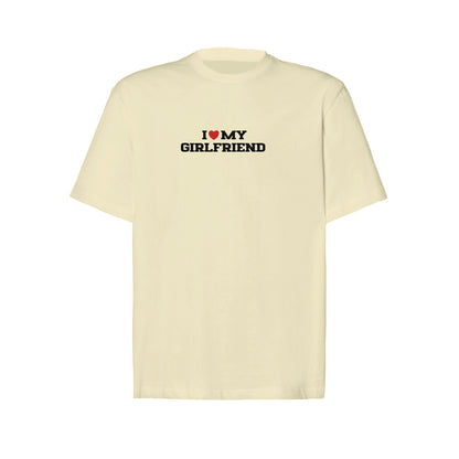 Koszulka I LOVE MY GIRLFRIEND z haftem – unisex, damska lub oversize Haft z radości - nadruki i haft na odzieży Warszawa