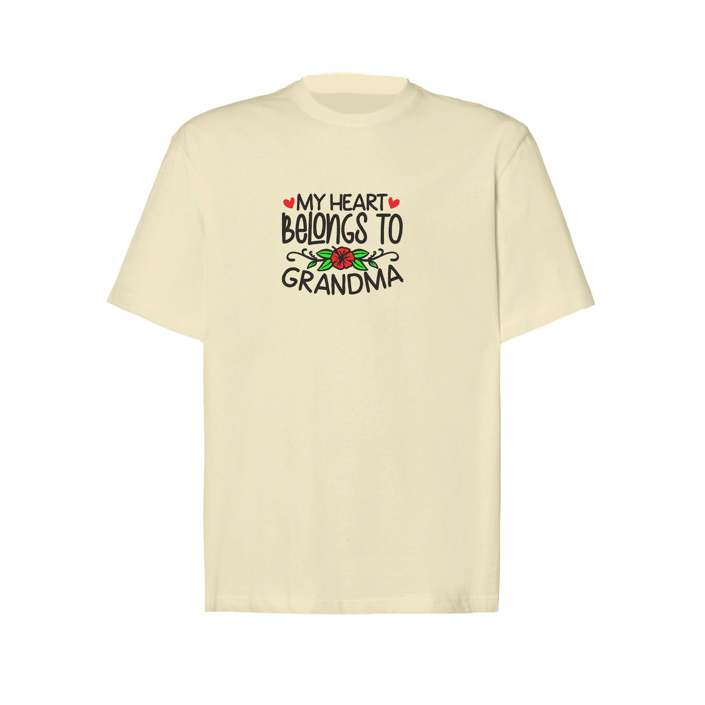 Koszulka My Heart Belongs to Grandma – haftowany prezent dla Babci Haft z radości - nadruki i haft na odzieży Warszawa