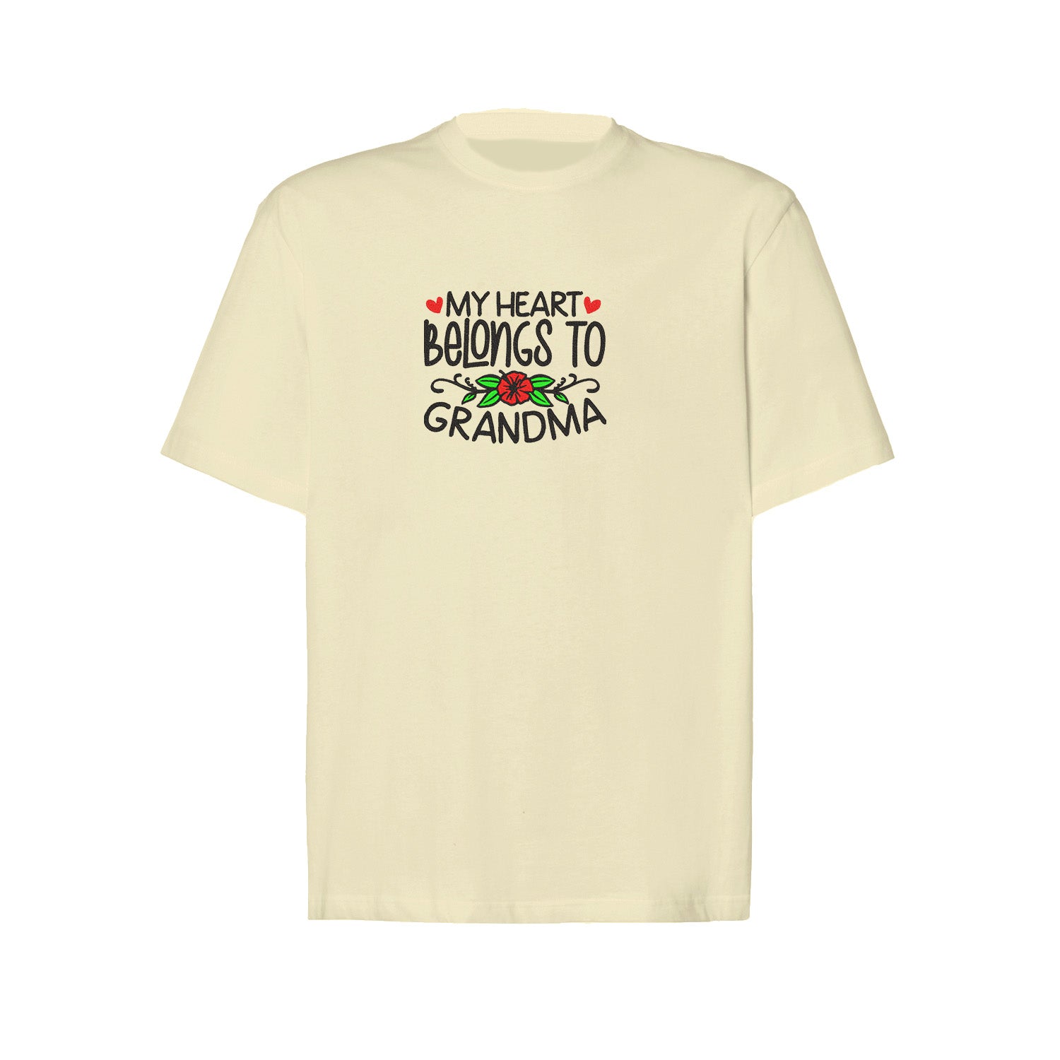 Koszulka My Heart Belongs to Grandma – haftowany prezent dla Babci Haft z radości - nadruki i haft na odzieży Warszawa