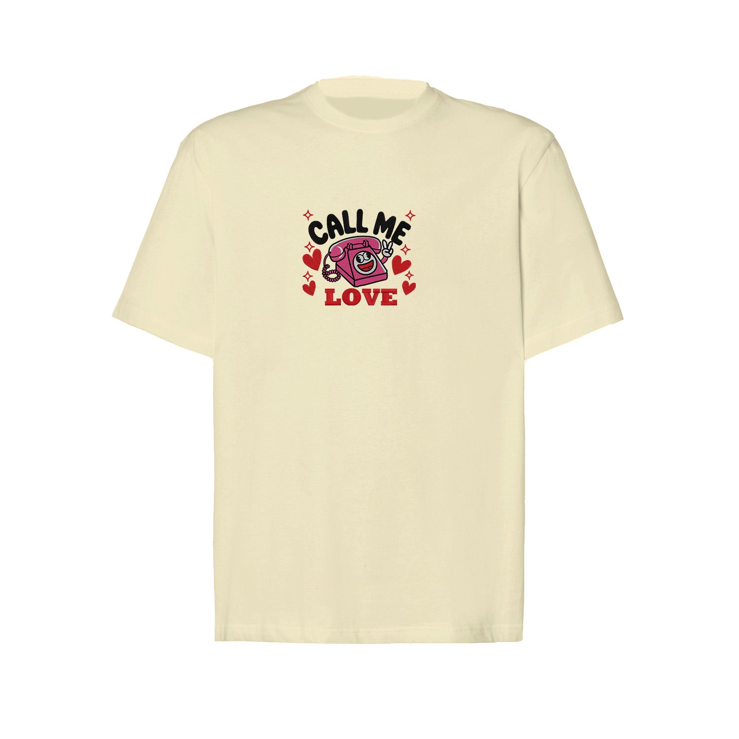 Koszulka z Haftem „Call Me Love” – delikatne przesłanie Haft z radości - nadruki i haft na odzieży Warszawa