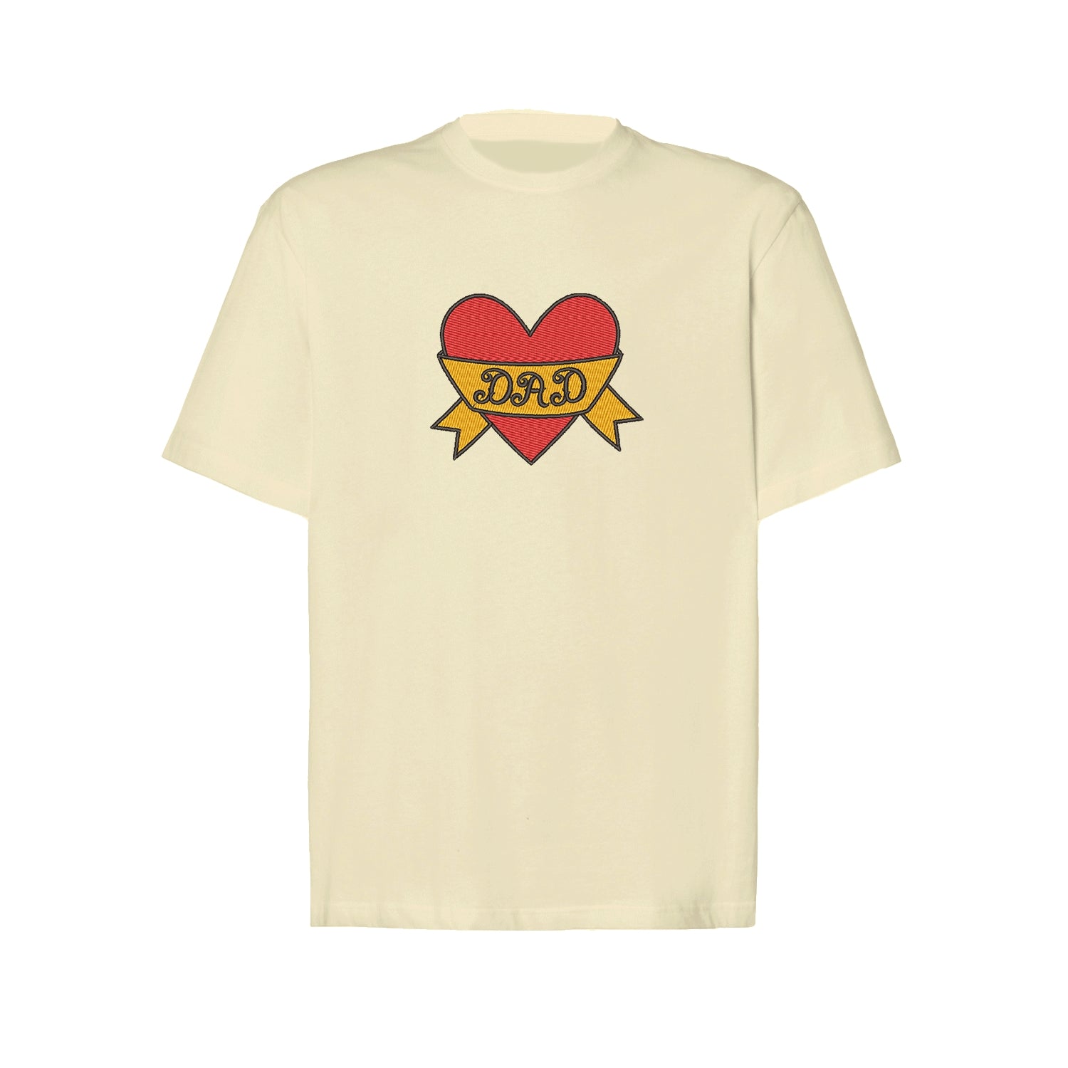 Koszulka „Dad Heart Tattoo” z haftem – prezent w stylu tatuażu dla taty, unisex, damska, oversize Haft z radości - nadruki i haft na odzieży Warszawa