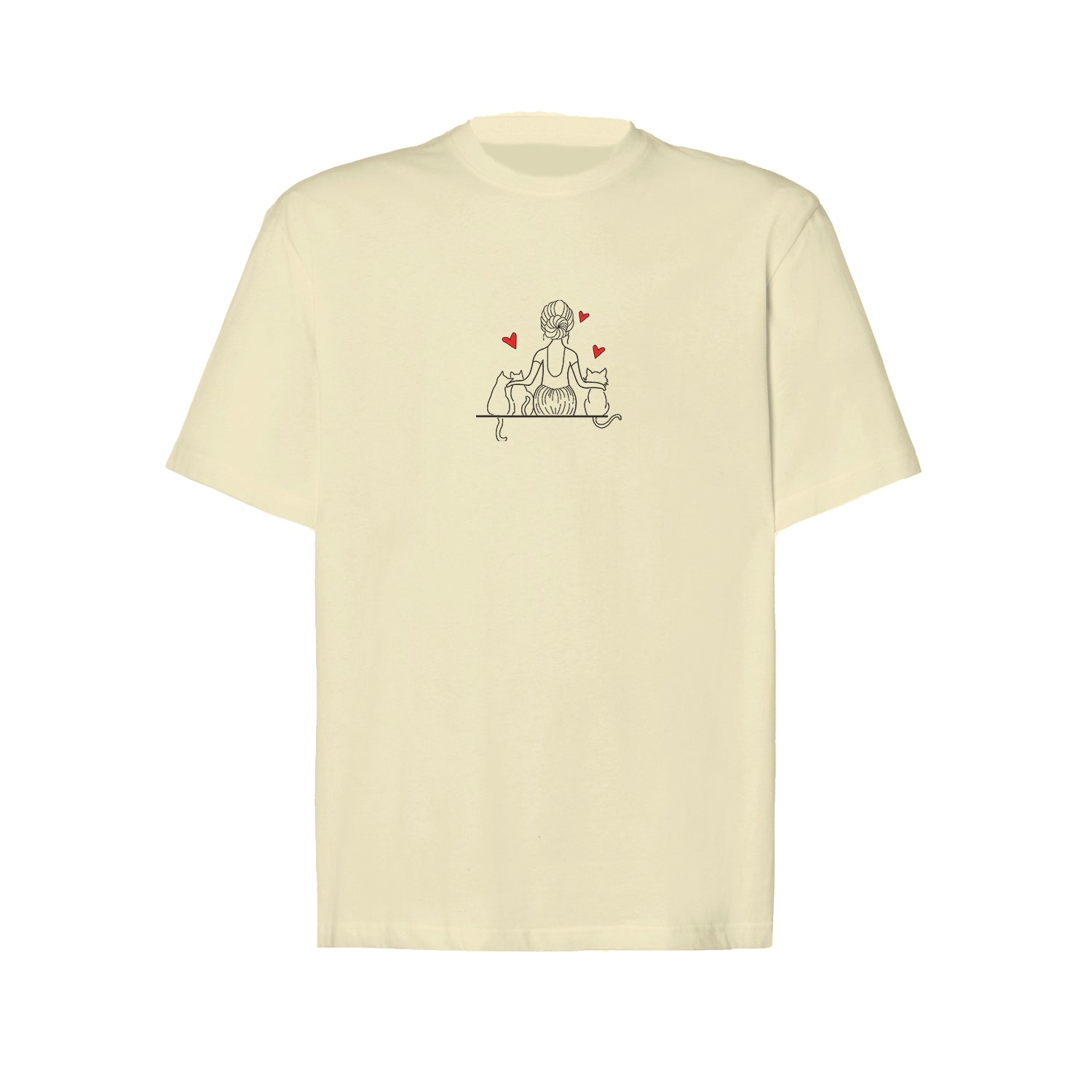 Koszulka haftowana “Mom and Cats” – krój damski, unisex, oversize Haft z radości - nadruki i haft na odzieży Warszawa