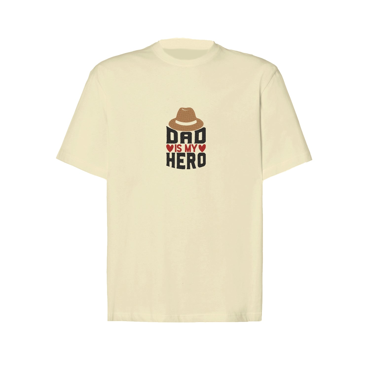 Koszulka oversize "Dad is My Hero" z haftem – prezent dla taty bohatera Haft z radości