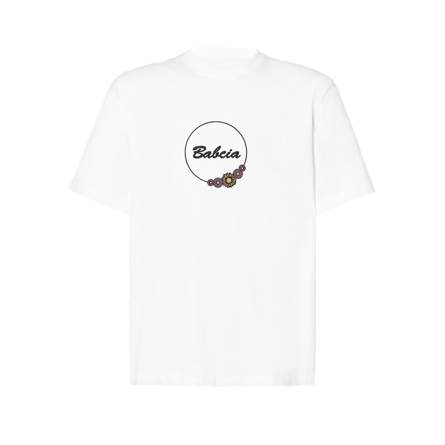 Babcia - koszulka z haftem w kwiatowym stylu dla Babci Haft z radości - nadruki i haft na odzieży Warszawa