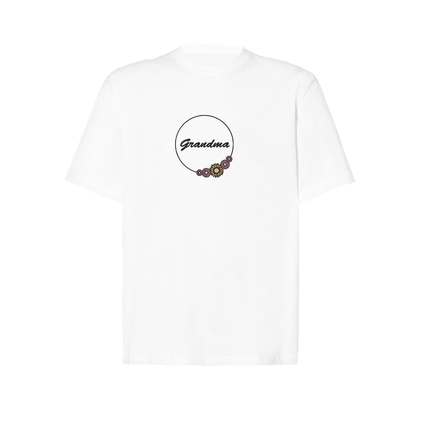 Koszulka Grandma Flower – haftowany motyw z kwiatami dla Babci Haft z radości - nadruki i haft na odzieży Warszawa