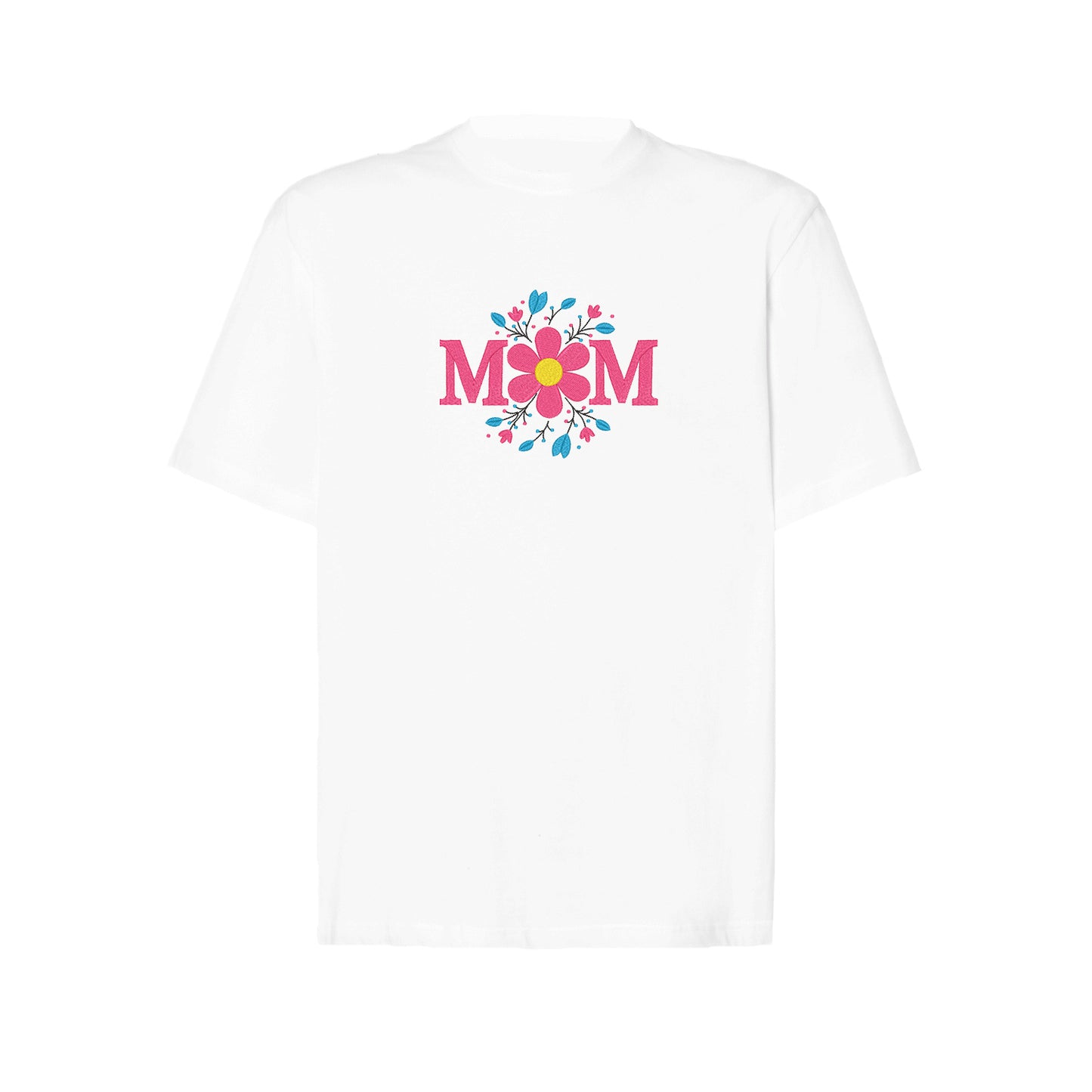 Koszulka Flower Mom – Haft komputerowy | Damska, Unisex, Oversize Haft z radości - nadruki i haft na odzieży Warszawa