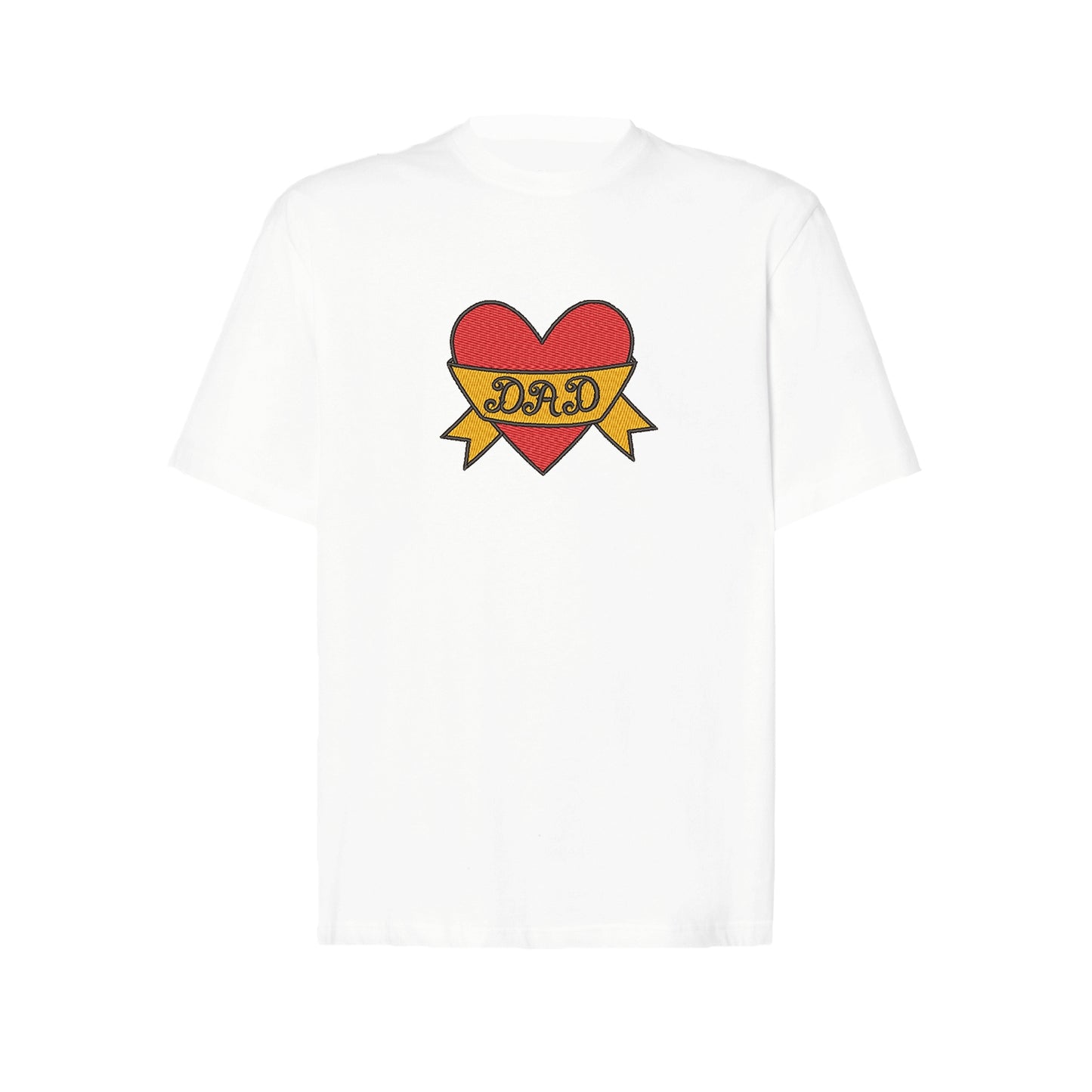 Koszulka oversize "Dad Heart Tattoo" z haftem – klasyczny wzór dla taty z charakterem
