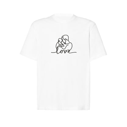 Koszulka oversize LOVE z haftem – Tata z dzieckiem | Prezent dla Taty Haft z radości