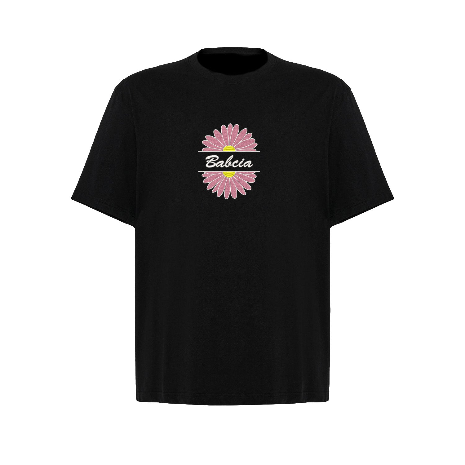 Babcia – koszulka z haftem stokrotki dla Babci Haft z radości - nadruki i haft na odzieży Warszawa