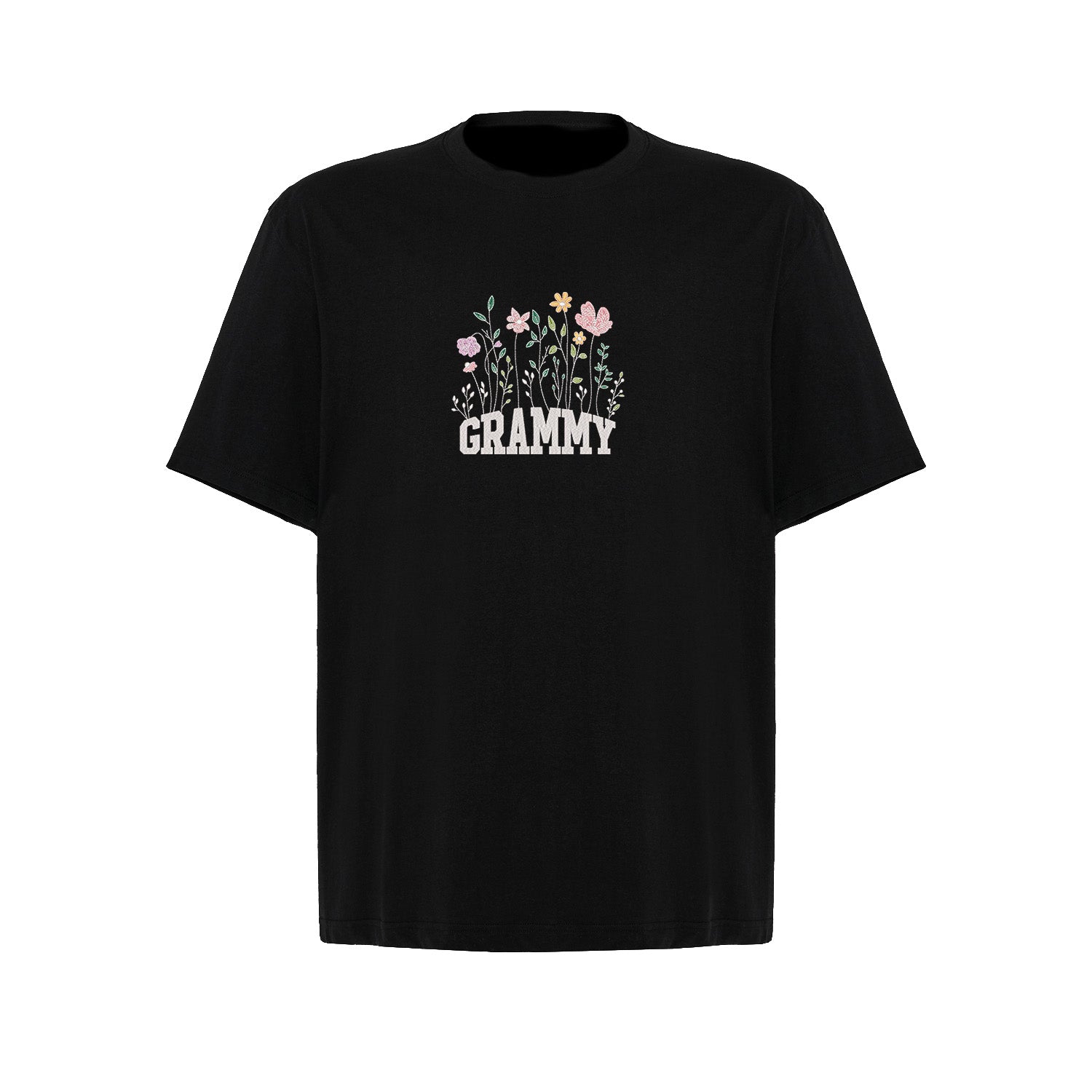 Koszulka z haftem Floral Grammy – kwiatowy prezent dla Babci Haft z radości - nadruki i haft na odzieży Warszawa