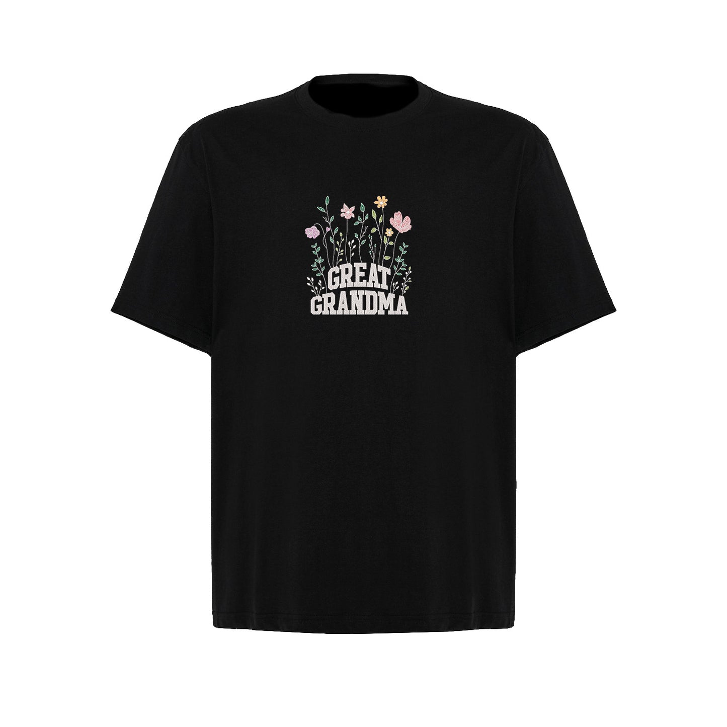Koszulka Great Grandma – kwiatowy haft, idealny prezent dla prababci Haft z radości - nadruki i haft na odzieży Warszawa