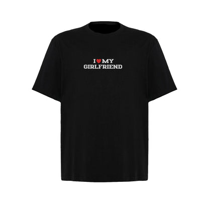 Koszulka I LOVE MY GIRLFRIEND z haftem – unisex, damska lub oversize Haft z radości - nadruki i haft na odzieży Warszawa