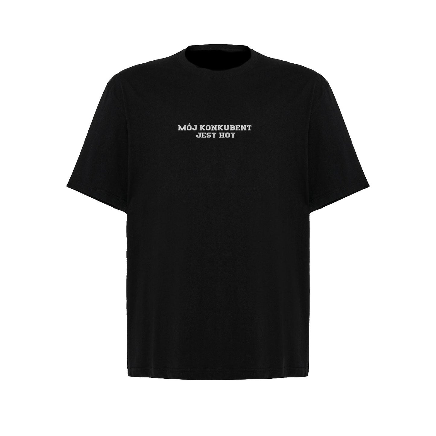 Koszulka z haftem "MÓJ KONKUBENT JEST HOT" – unisex, damska, oversize Haft z radości - nadruki i haft na odzieży Warszawa