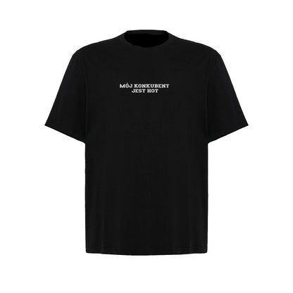 Koszulka z haftem "MÓJ KONKUBENT JEST HOT" – unisex, damska, oversize Haft z radości - nadruki i haft na odzieży Warszawa