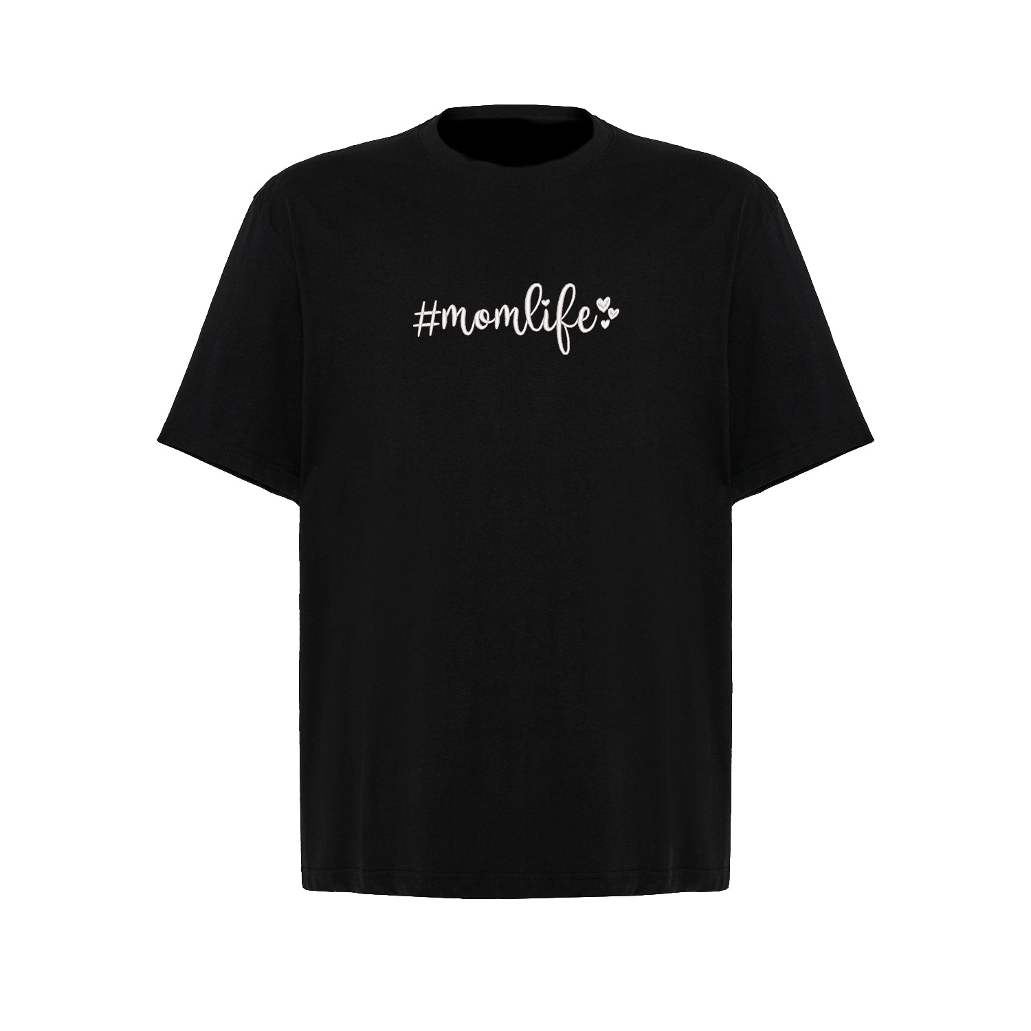 Koszulka haftowana „Mom Life 2” – damska, unisex, oversize, wyjątkowy wzór z sercem Haft z radości - nadruki i haft na odzieży Warszawa