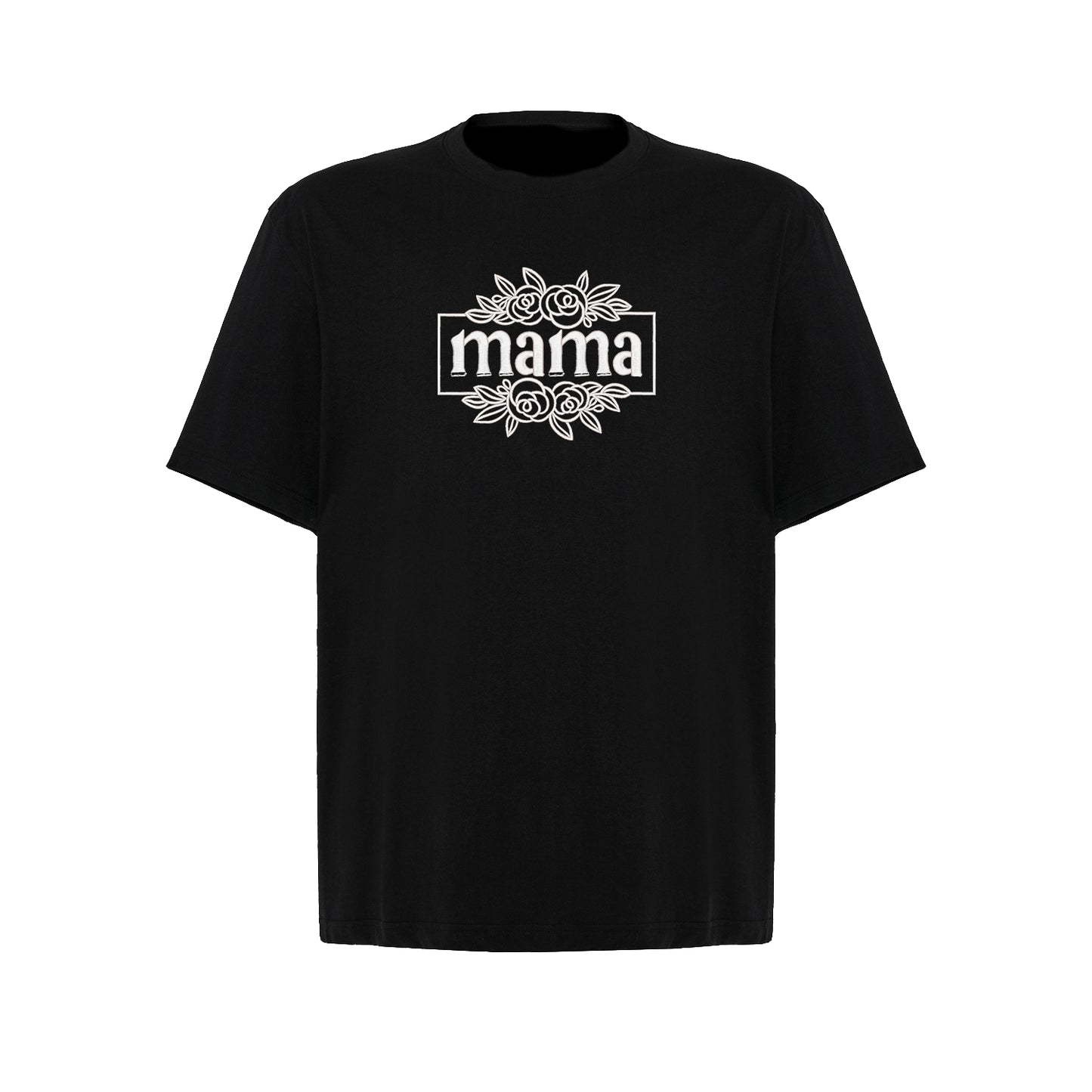 Koszulka haftowana „Retro Floral Mama” – damska, unisex, oversize | elegancki haft komputerowy Haft z radości - nadruki i haft na odzieży Warszawa
