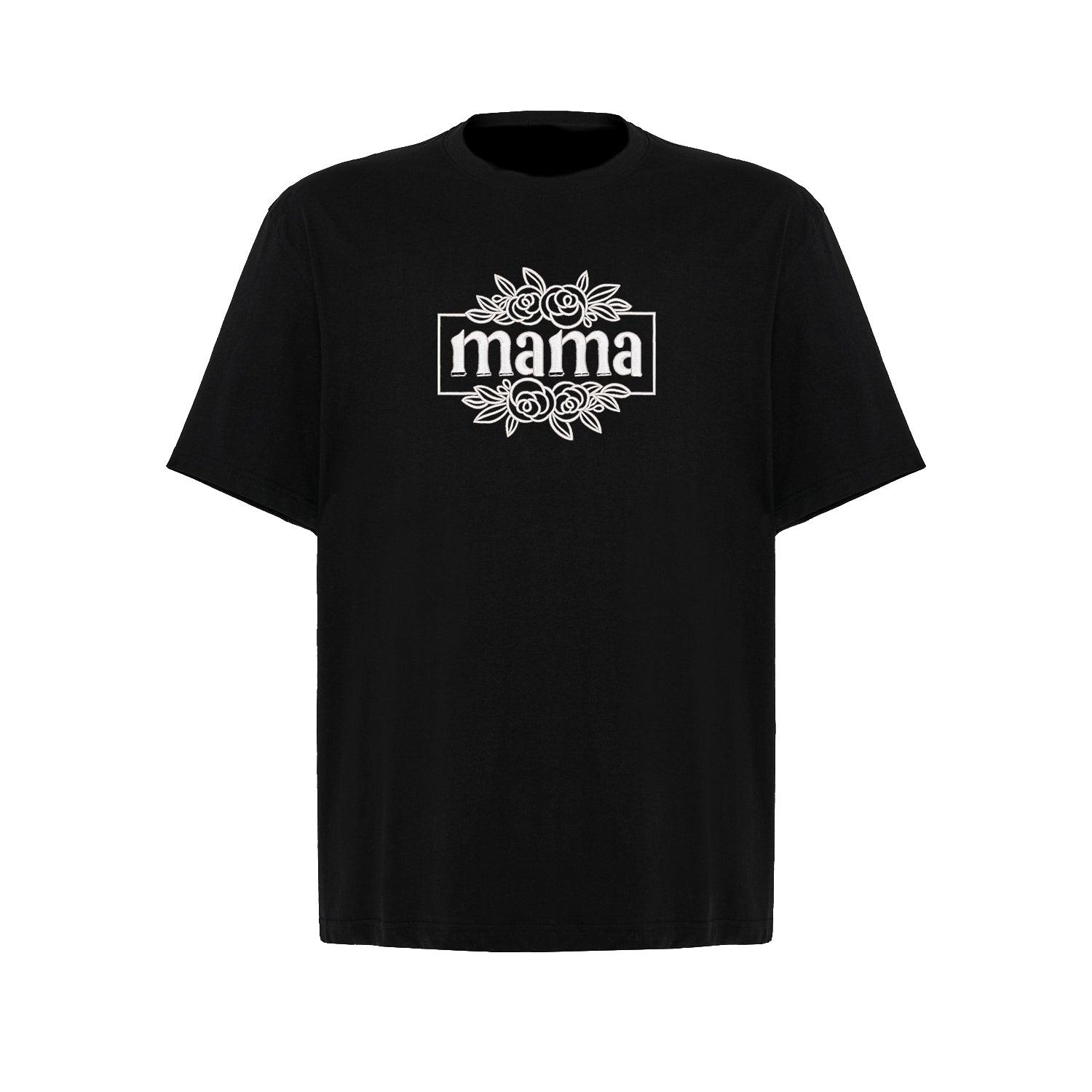Koszulka haftowana „Retro Floral Mama” – damska, unisex, oversize | elegancki haft komputerowy Haft z radości - nadruki i haft na odzieży Warszawa