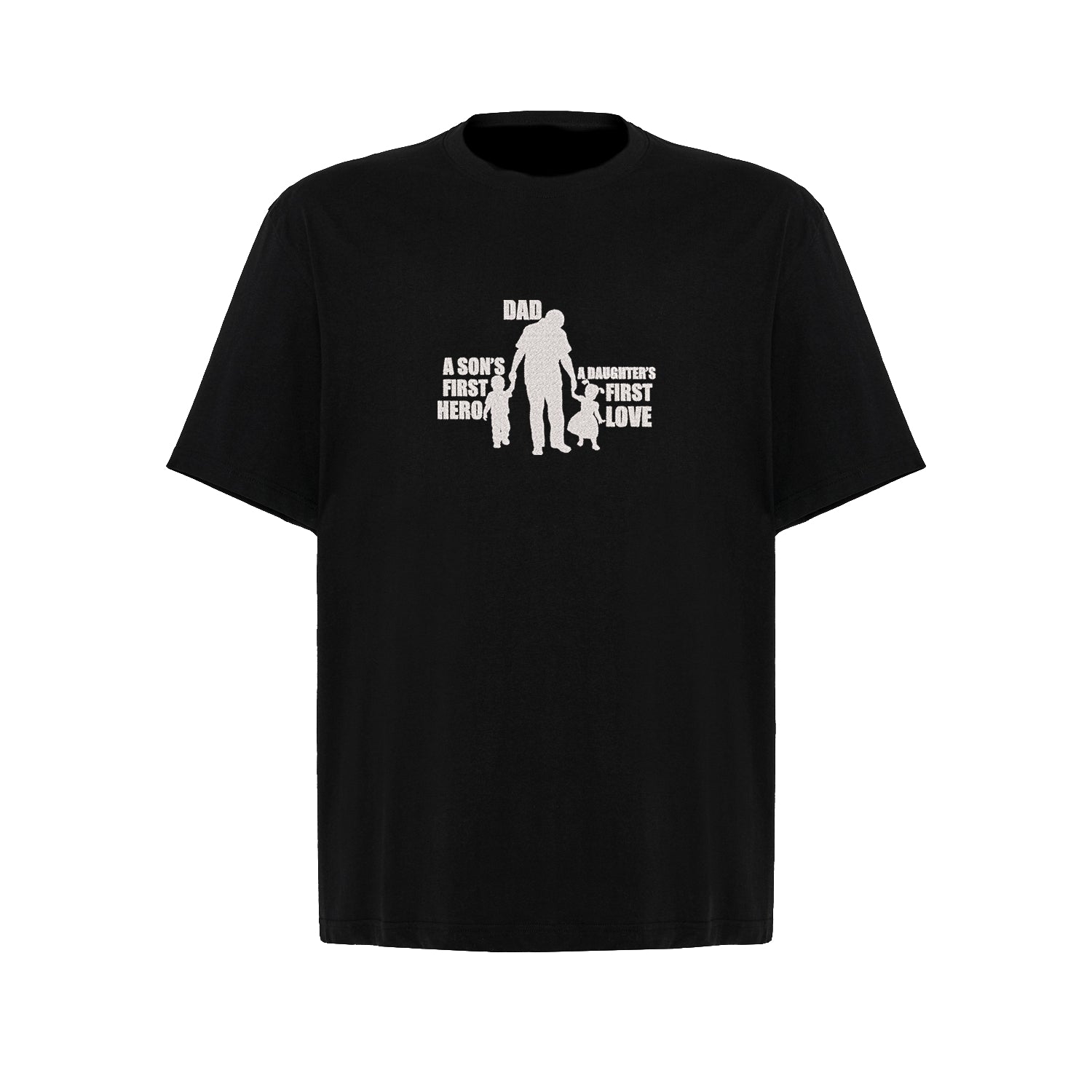 Koszulka oversize z haftem "Dad – A Son's First Hero, A Daughter's First Love" Haft z radości