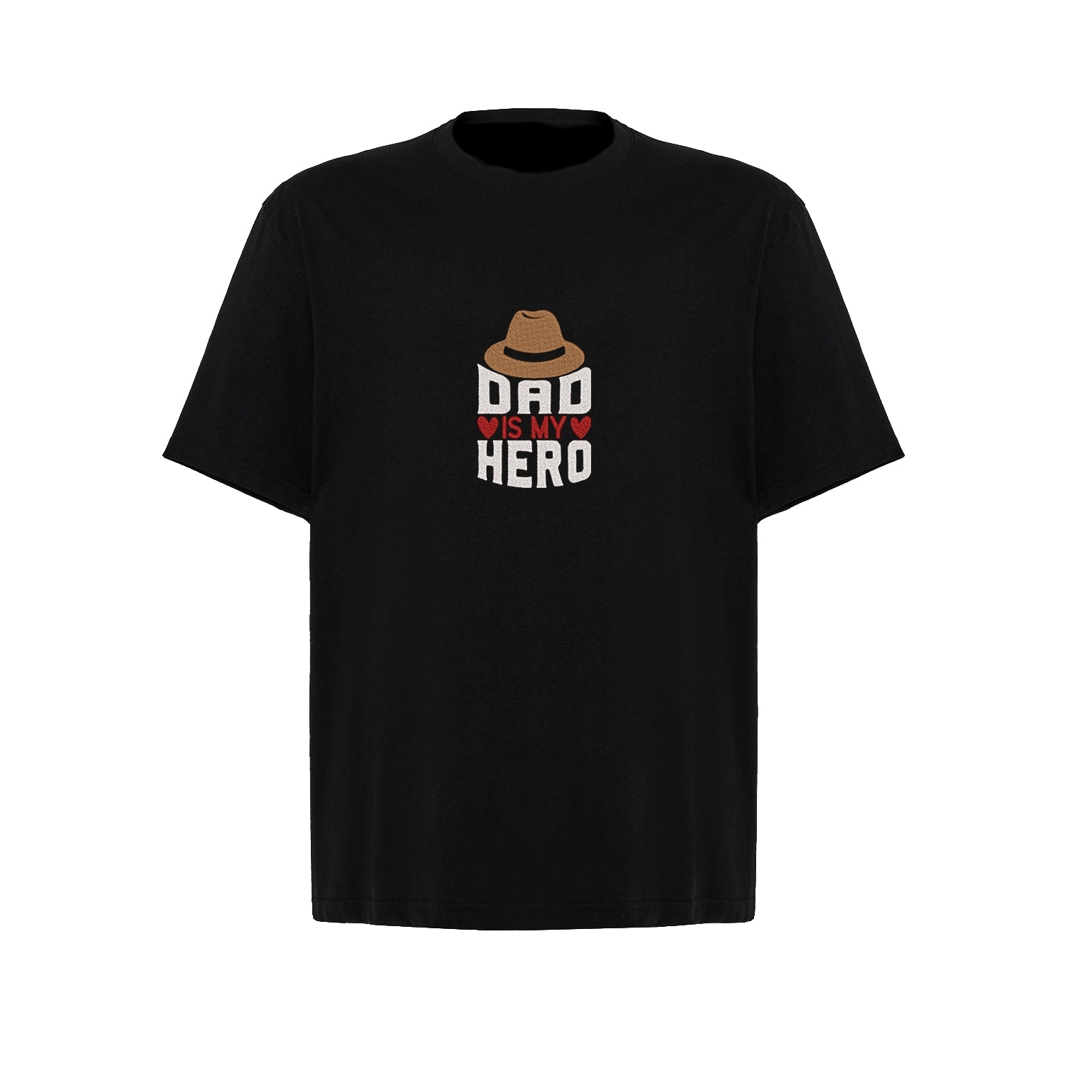 Koszulka oversize "Dad is My Hero" z haftem – prezent dla taty bohatera Haft z radości