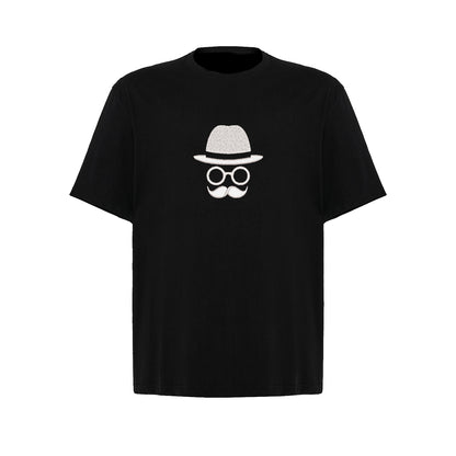 Koszulka oversize z haftem "Father with Moustache" – zabawny i stylowy prezent dla taty Haft z radości