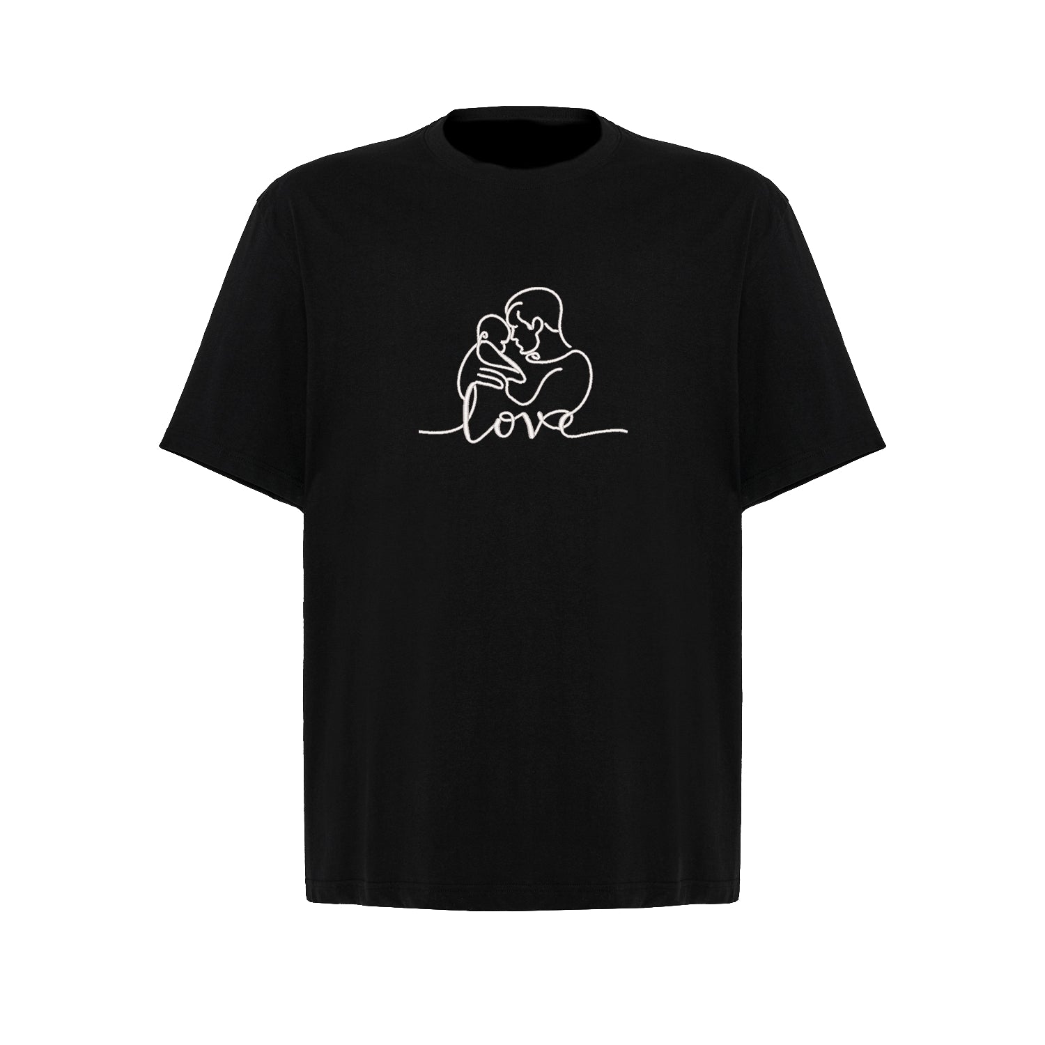 Koszulka oversize LOVE z haftem – Tata z dzieckiem | Prezent dla Taty Haft z radości