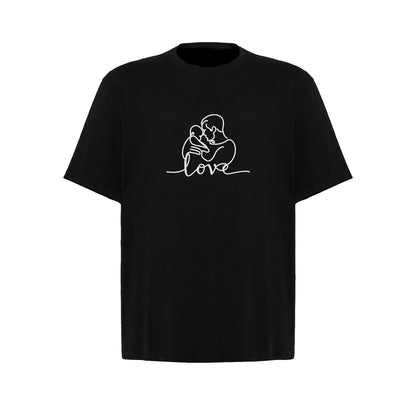 Koszulka oversize LOVE z haftem – Tata z dzieckiem | Prezent dla Taty Haft z radości