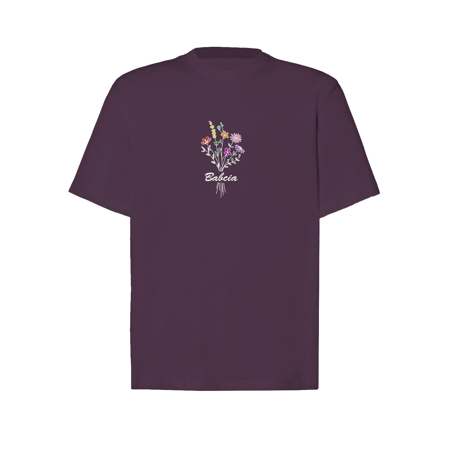 Koszulka „Babcia” – haftowany bukiet kwiatów Haft z radości - nadruki i haft na odzieży Warszawa