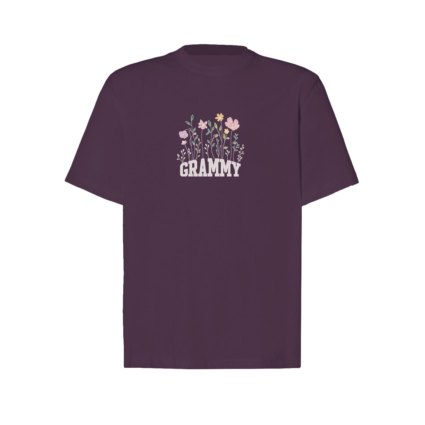 Koszulka z haftem Floral Grammy – kwiatowy prezent dla Babci Haft z radości - nadruki i haft na odzieży Warszawa