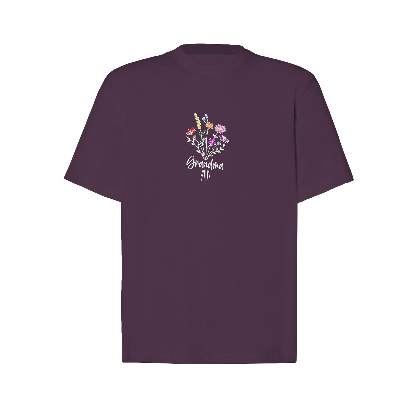 Koszulka Grandma Floral – kwiatowy haft, idealny prezent dla Babci Haft z radości - nadruki i haft na odzieży Warszawa
