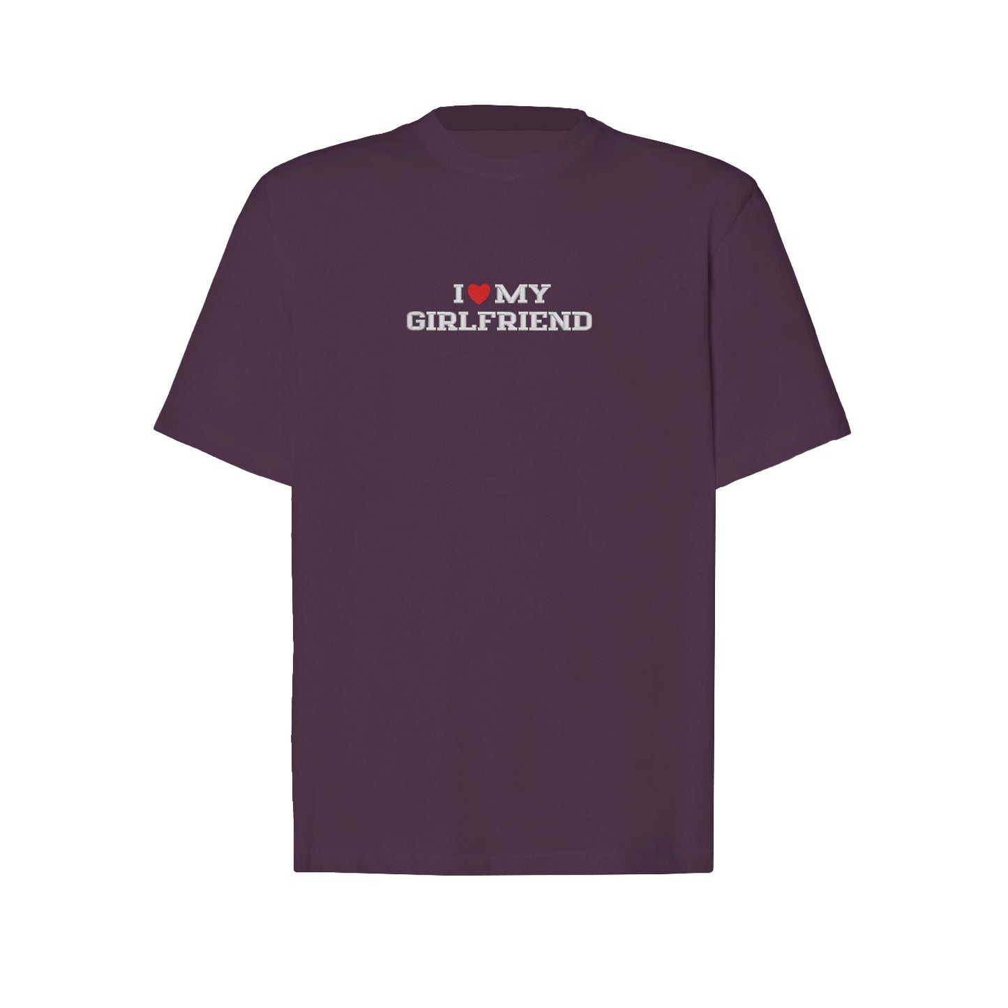 Koszulka I LOVE MY GIRLFRIEND z haftem – unisex, damska lub oversize Haft z radości - nadruki i haft na odzieży Warszawa