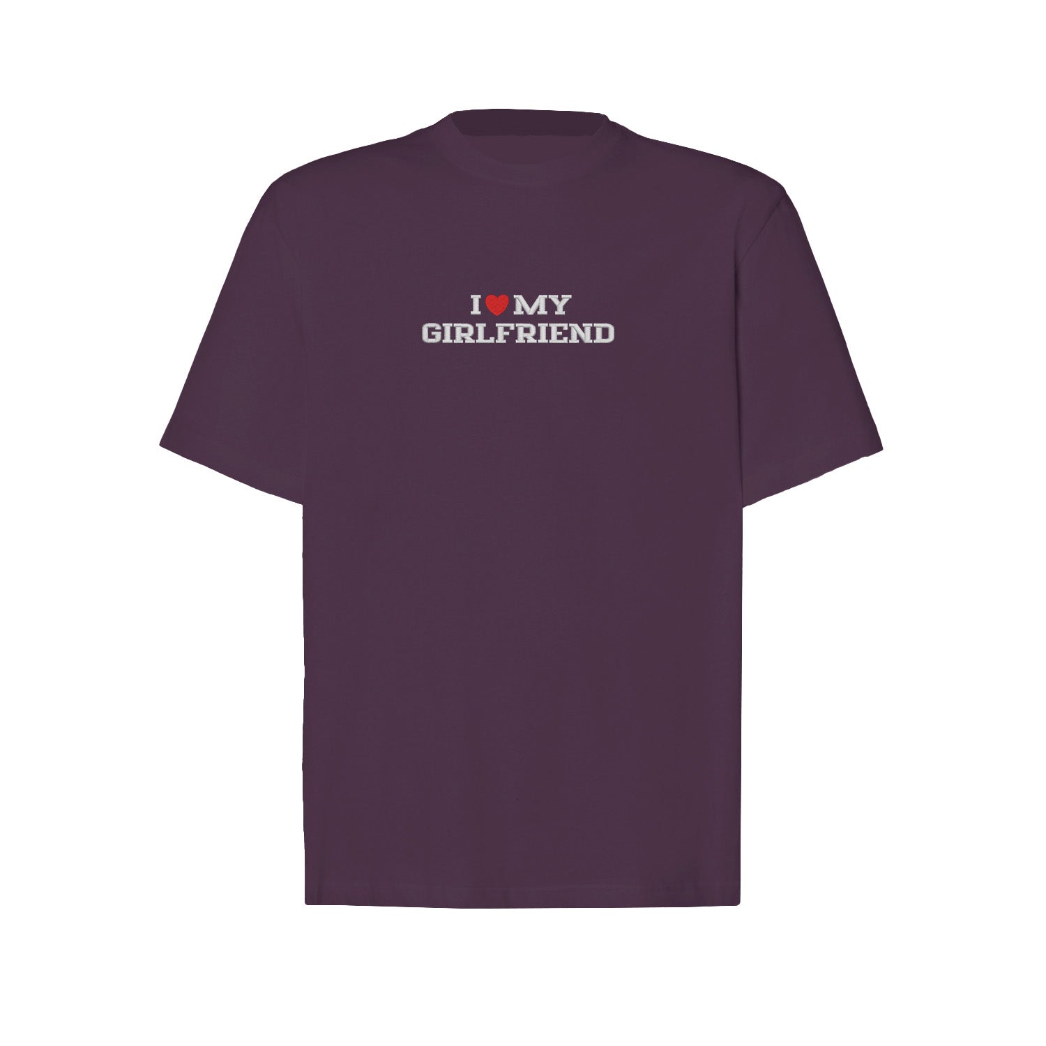 Koszulka I LOVE MY GIRLFRIEND z haftem – unisex, damska lub oversize Haft z radości - nadruki i haft na odzieży Warszawa