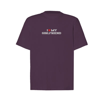 Koszulka I LOVE MY GIRLFRIEND z haftem – unisex, damska lub oversize Haft z radości - nadruki i haft na odzieży Warszawa