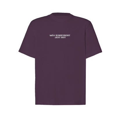 Koszulka z haftem "MÓJ KONKUBENT JEST HOT" – unisex, damska, oversize Haft z radości - nadruki i haft na odzieży Warszawa