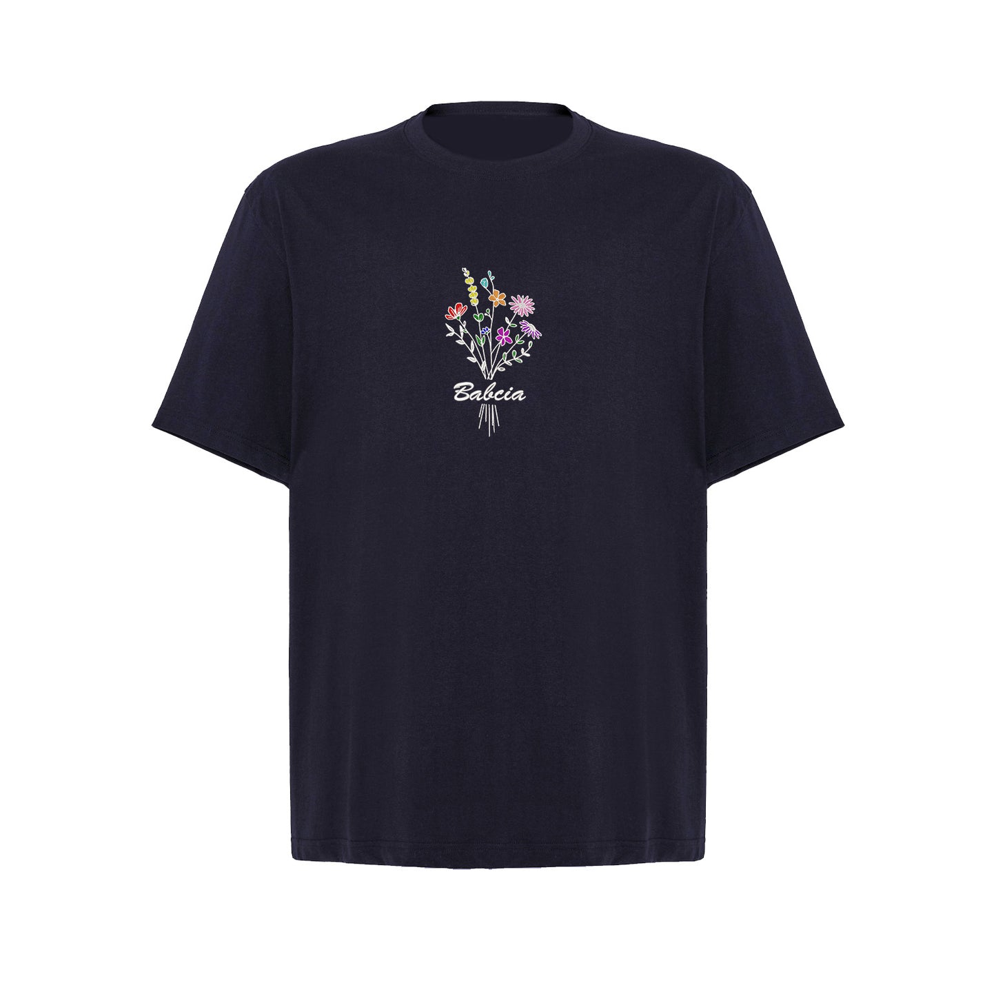 Koszulka „Babcia” – haftowany bukiet kwiatów Haft z radości - nadruki i haft na odzieży Warszawa