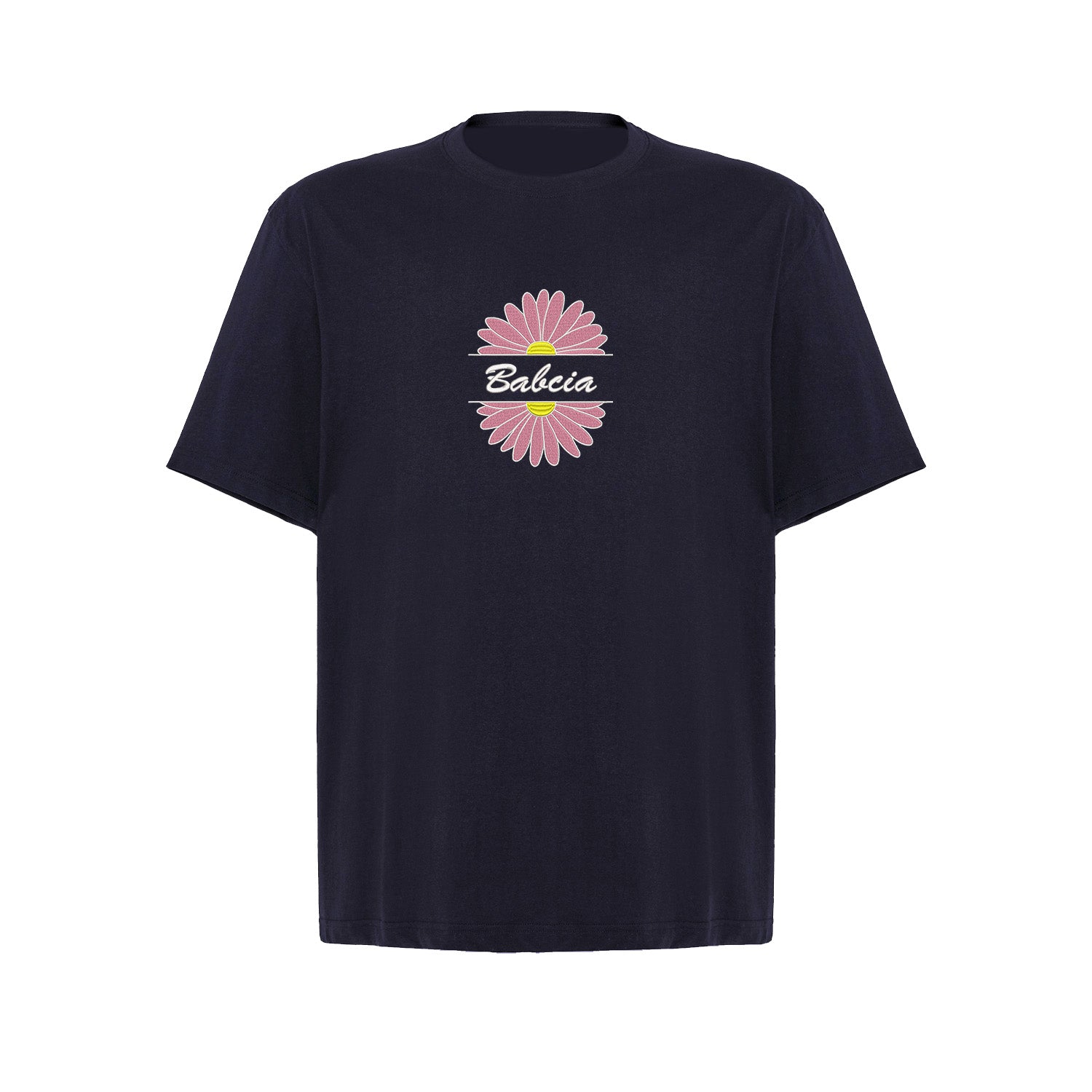 Babcia – koszulka z haftem stokrotki dla Babci Haft z radości - nadruki i haft na odzieży Warszawa