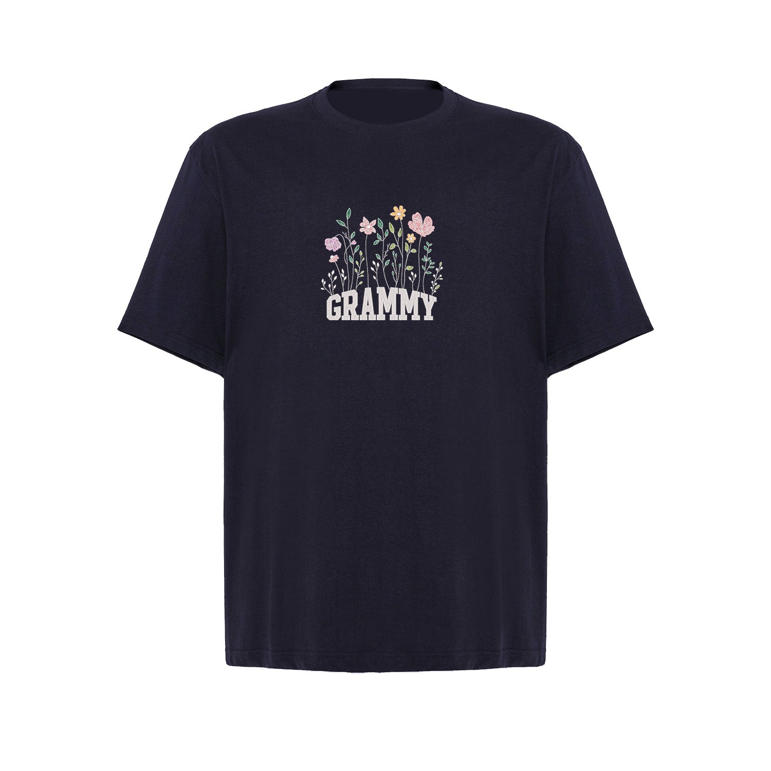 Koszulka z haftem Floral Grammy – kwiatowy prezent dla Babci Haft z radości - nadruki i haft na odzieży Warszawa