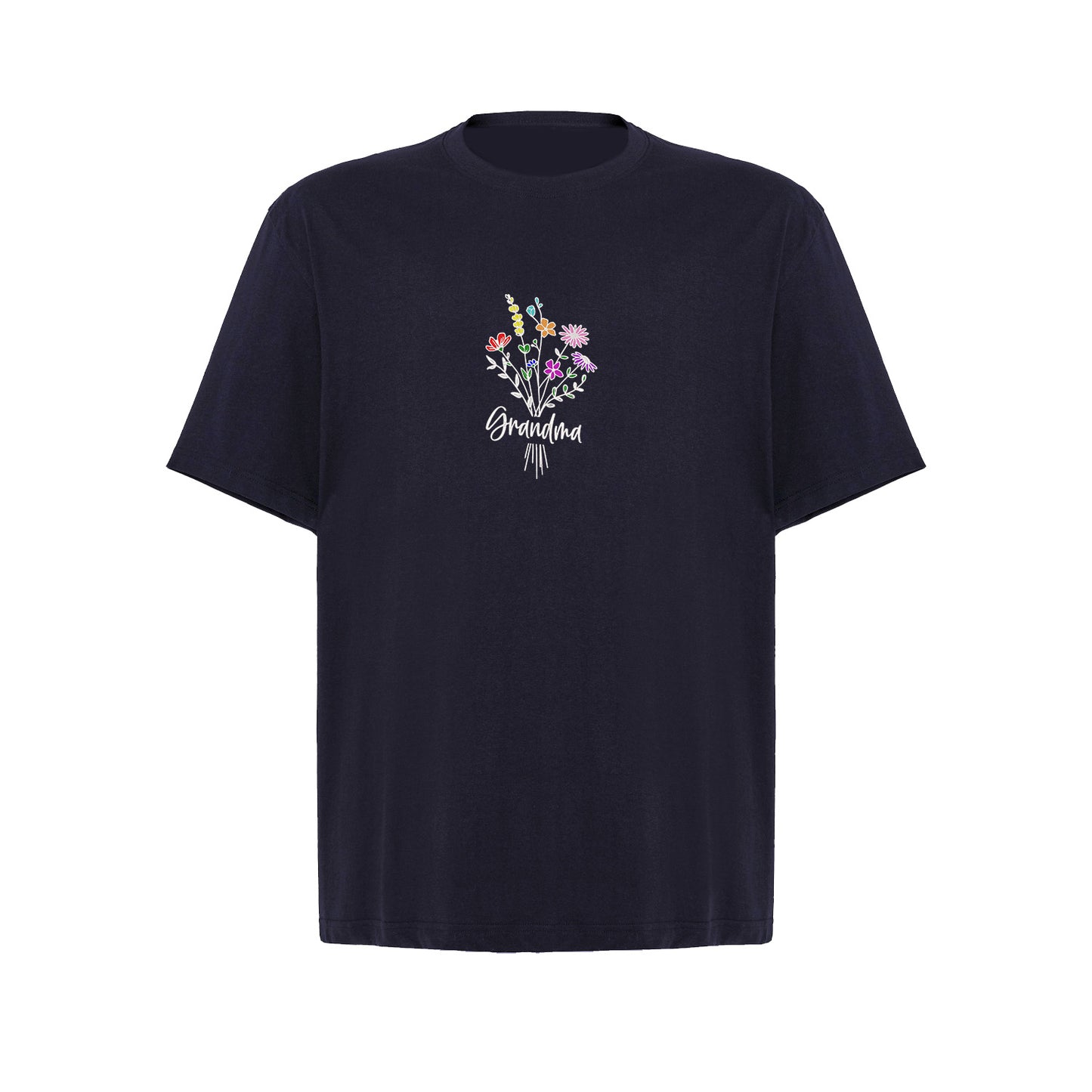 Koszulka Grandma Floral – kwiatowy haft, idealny prezent dla Babci Haft z radości - nadruki i haft na odzieży Warszawa