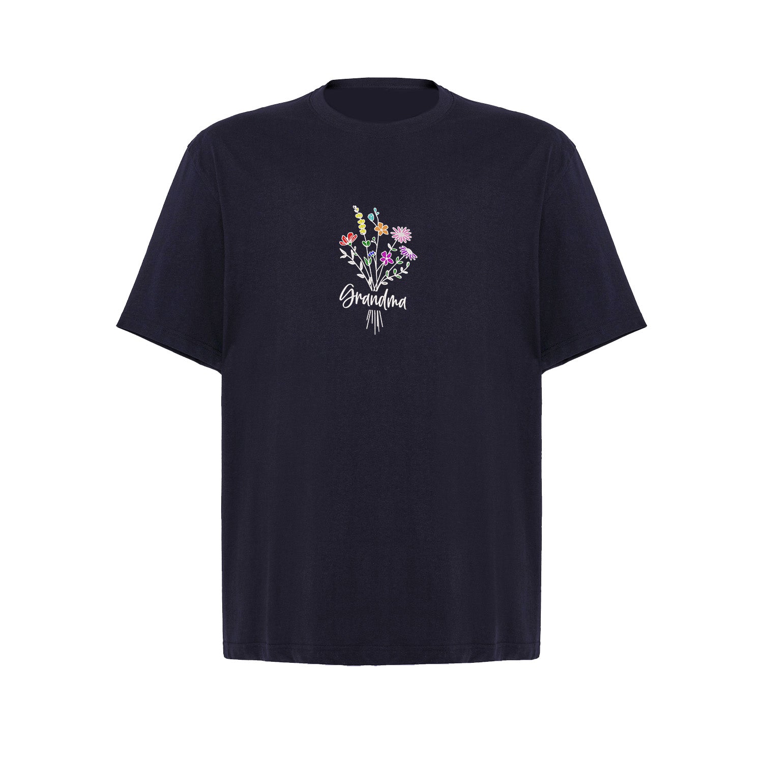 Koszulka Grandma Floral – kwiatowy haft, idealny prezent dla Babci Haft z radości - nadruki i haft na odzieży Warszawa