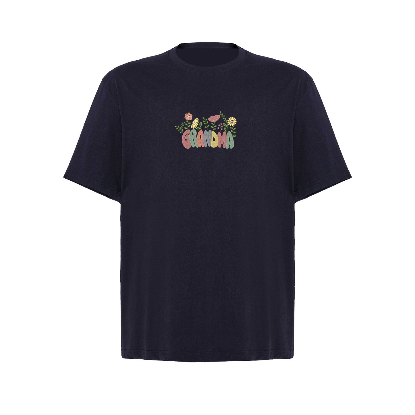 Koszulka Groovy Grandma Flower – kolorowy haft dla Babci Haft z radości - nadruki i haft na odzieży Warszawa