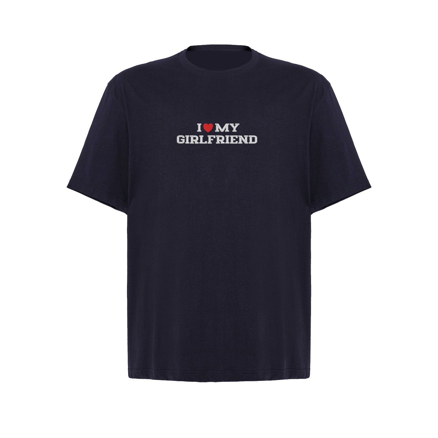 Koszulka I LOVE MY GIRLFRIEND z haftem – unisex, damska lub oversize Haft z radości - nadruki i haft na odzieży Warszawa