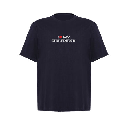 Koszulka I LOVE MY GIRLFRIEND z haftem – unisex, damska lub oversize Haft z radości - nadruki i haft na odzieży Warszawa