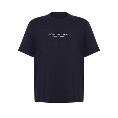 Koszulka z haftem "MÓJ KONKUBENT JEST HOT" – unisex, damska, oversize Haft z radości - nadruki i haft na odzieży Warszawa
