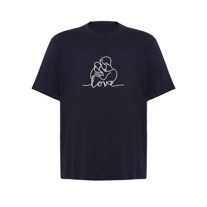 Koszulka oversize LOVE z haftem – Tata z dzieckiem | Prezent dla Taty Haft z radości