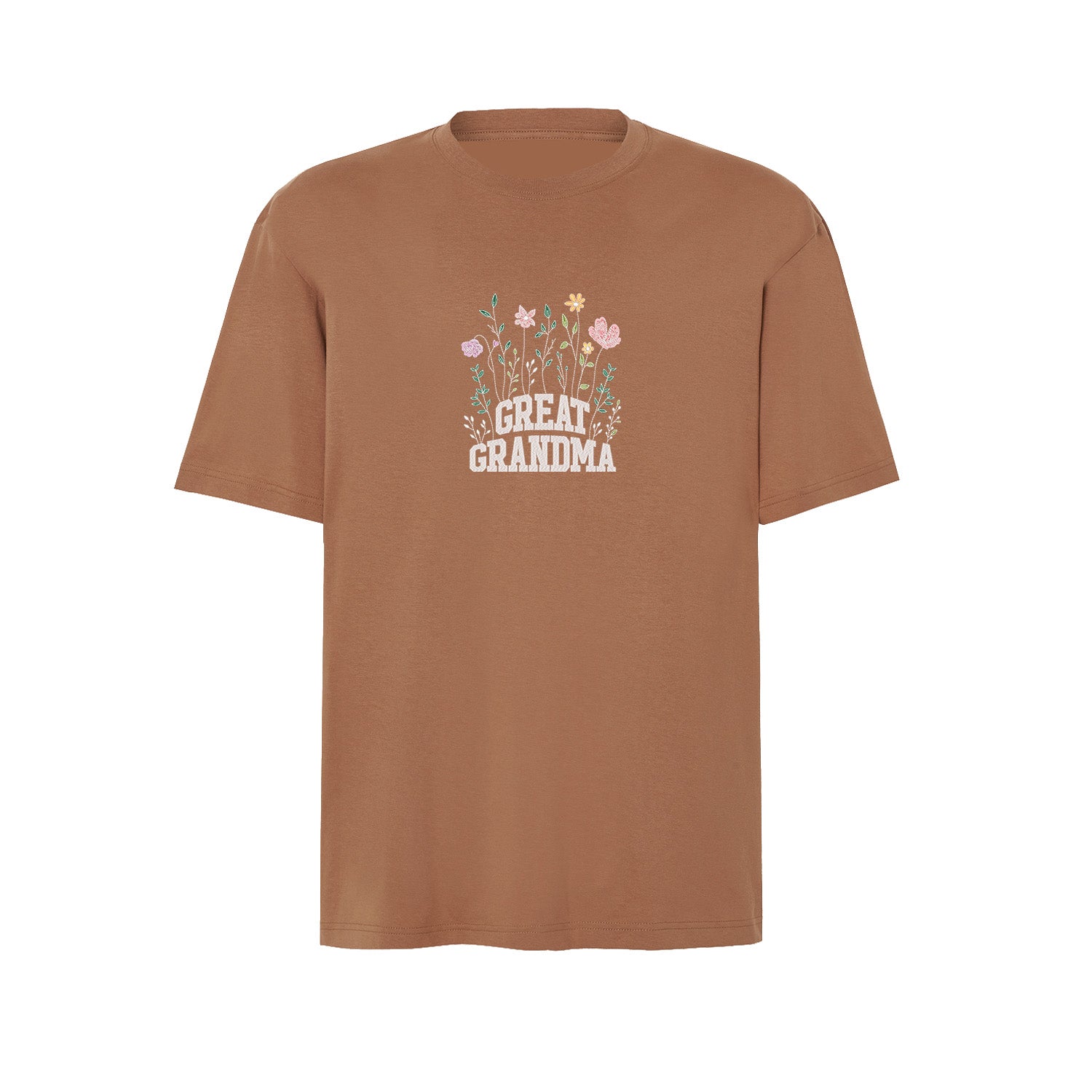 Koszulka Great Grandma – kwiatowy haft, idealny prezent dla prababci Haft z radości - nadruki i haft na odzieży Warszawa
