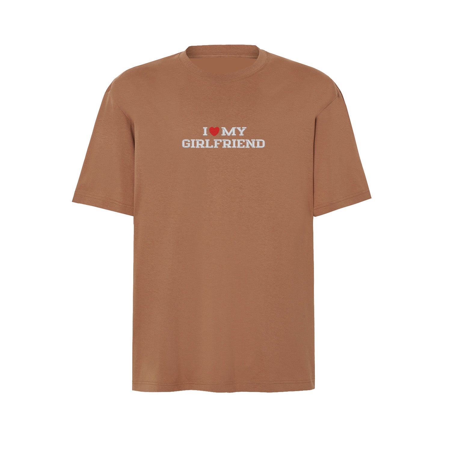 Koszulka I LOVE MY GIRLFRIEND z haftem – unisex, damska lub oversize Haft z radości - nadruki i haft na odzieży Warszawa