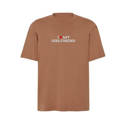 Koszulka I LOVE MY GIRLFRIEND z haftem – unisex, damska lub oversize Haft z radości - nadruki i haft na odzieży Warszawa