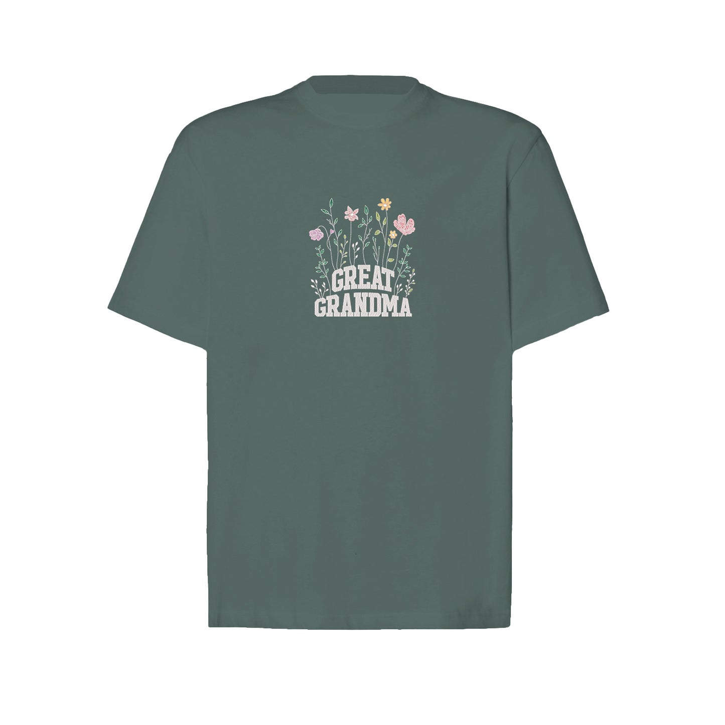 Koszulka Great Grandma – kwiatowy haft, idealny prezent dla prababci Haft z radości - nadruki i haft na odzieży Warszawa