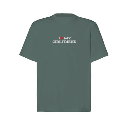 Koszulka I LOVE MY GIRLFRIEND z haftem – unisex, damska lub oversize Haft z radości - nadruki i haft na odzieży Warszawa