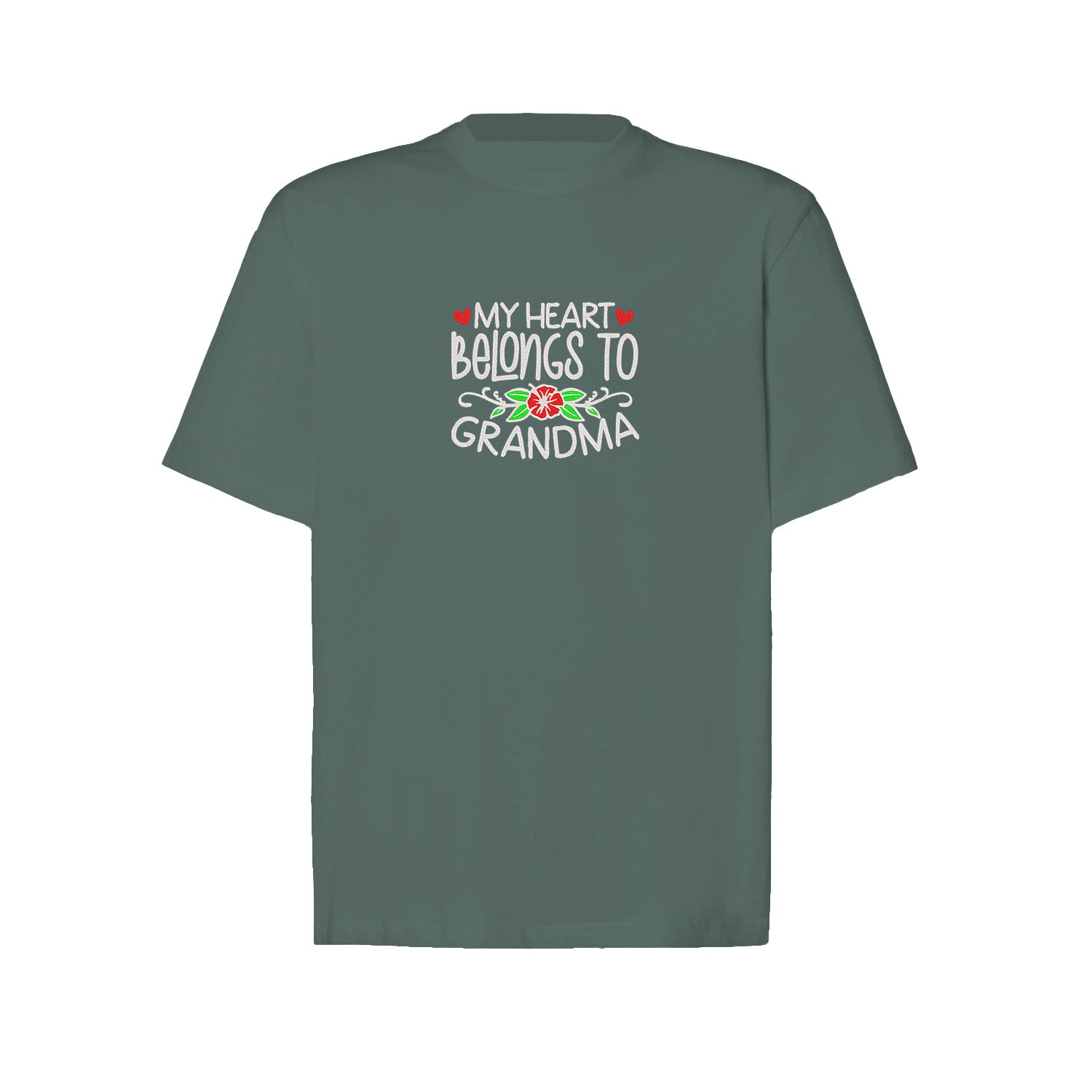 Koszulka My Heart Belongs to Grandma – haftowany prezent dla Babci Haft z radości - nadruki i haft na odzieży Warszawa
