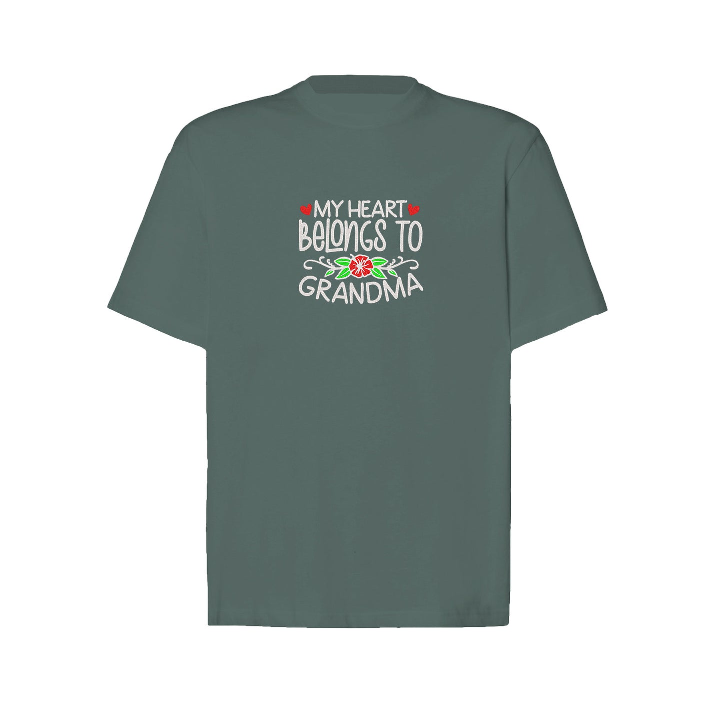 Koszulka My Heart Belongs to Grandma – haftowany prezent dla Babci Haft z radości - nadruki i haft na odzieży Warszawa